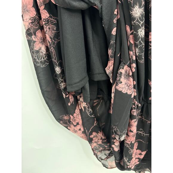 City Chic Bold Blossom Tiered Floral Maxi Dress Black Pink Size 16 - Picture 12 of 13